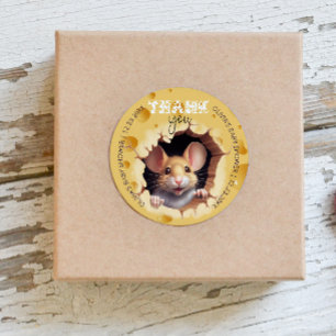 Little mouse in cheese Baby Shower Classic Round Sticker