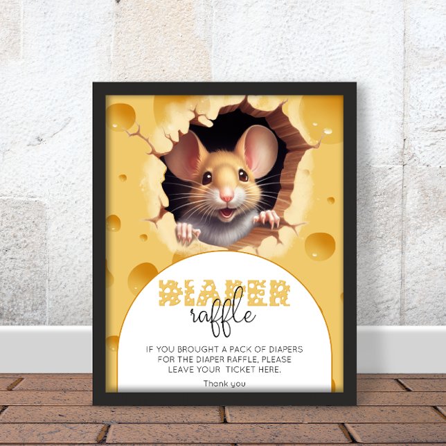 Little mouse in cheese Baby Shower diaper raffle Poster (Creator Uploaded)