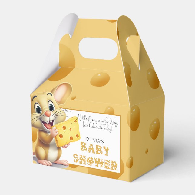 Little mouse in cheese Baby Shower Favor Box (Front Side)