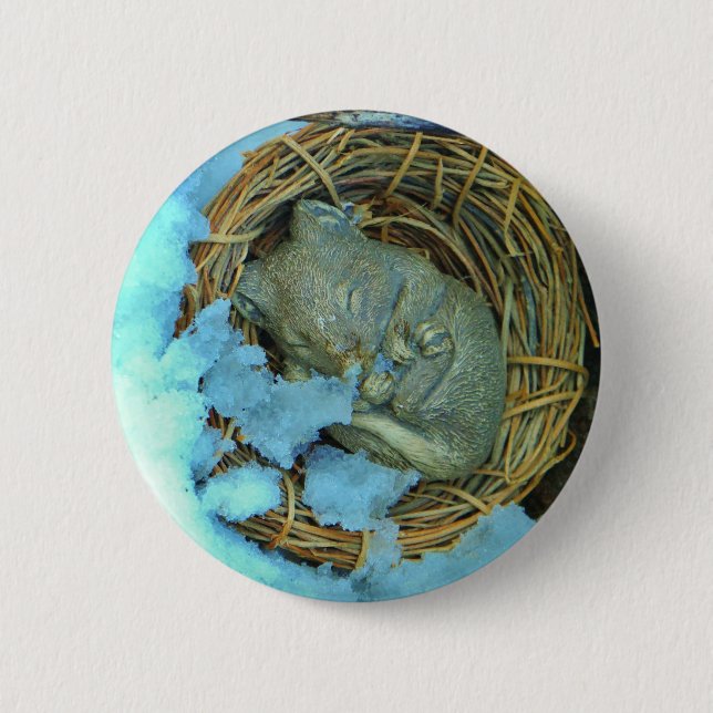 Little mouse in the snow 2 inch round button (Front)