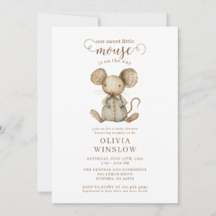 Little Mouse Watercolor Baby Shower Invitation