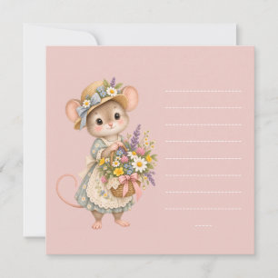 Little Mouse Wildflower Basket Invitation