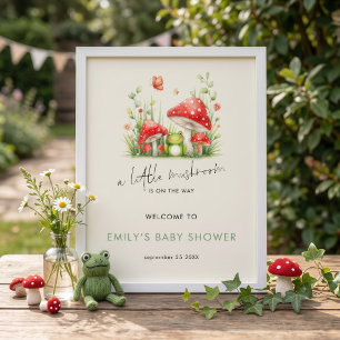 LIttle Mushroom Frog Welcome Baby Shower Sign