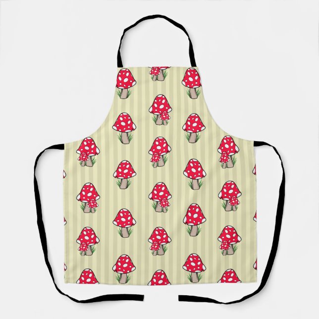 Little Mushroom Illustration Apron (Front)