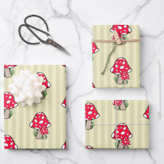 Little Mushroom Illustration Wrapping Paper Sheet