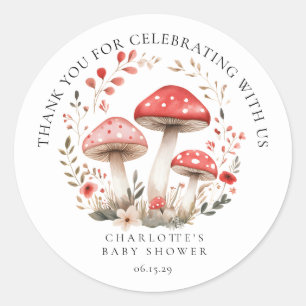 Little Mushroom Wildflowers Baby Shower Thank You  Classic Round Sticker