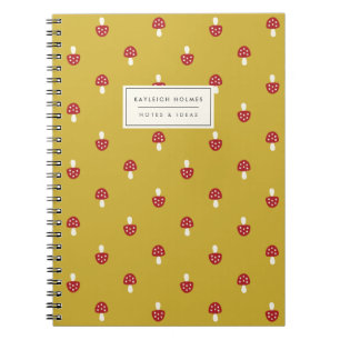 Little Mushrooms (Gold) Spiral Notebook