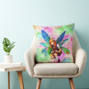 Little Musician Fairy Throw Pillow
