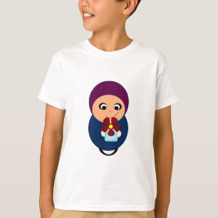 Little muslim girl purple hijab hijabi cartoon T-Shirt