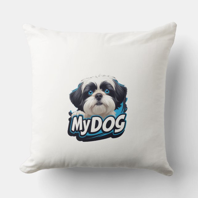Little My Dog Throw Pillow (Front)