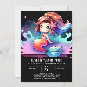 Little Nautical Mermaid Birthday Invitation