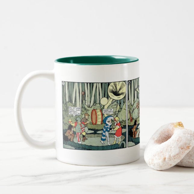 Little Nemo In Slumberland - Swamp Frogs Jazz Band Two-Tone Coffee Mug (With Donut)