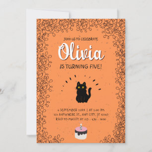 Little Nice Cat Birthday Party Invitation