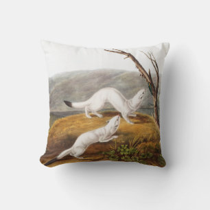 Little Nimble Weasel Putorius agilis Illustration Throw Pillow