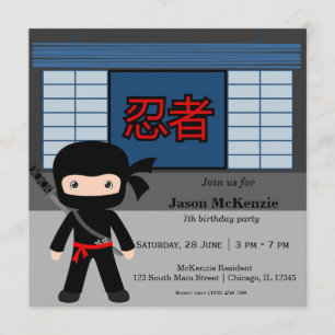 Little ninja birthday theme invitation