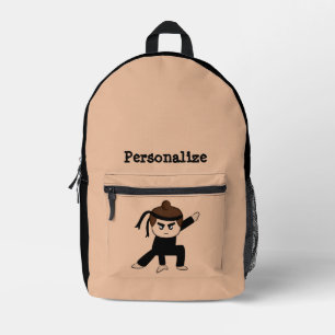 Little Ninja Dude Boy Kids Cute Personalize School Printed Backpack