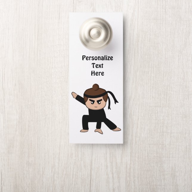 Little Ninja Dude Boys Room Personalized Door Hanger (On Knob)