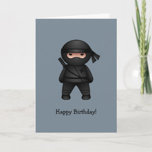 Little Ninja on Gray Happy Birthday Card