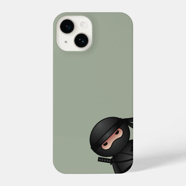 Little Ninja Peeking on Sage Green iPhone Case (Back)