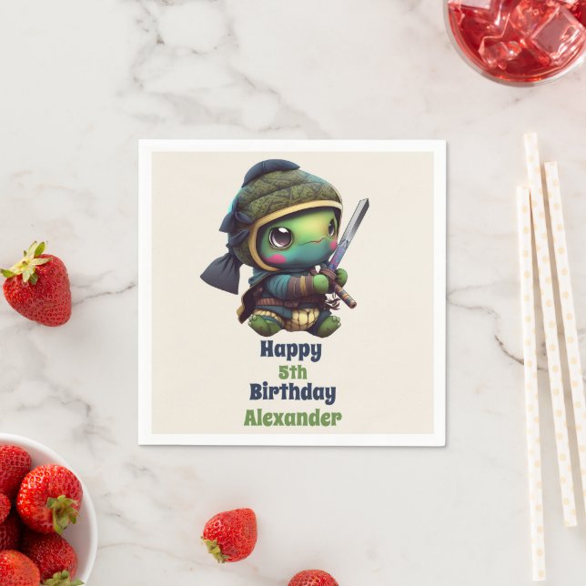 Little Ninja Turtle Kids Birthday Napkin (Insitu)