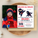 Little Ninja Warrior Kids Photo Birthday Party Invitation<br><div class="desc">Amaze your guests with this modern ninja theme birthday party invitation featuring cute little ninjas with eye-catching typography against a white background. Simply add your event details on this easy-to-use template and adorn this card with your child's favourite photo to make it a one-of-a-kind invitation. Flip the card over to...</div>