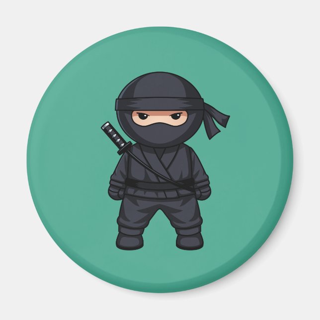 Little Ninja Warrior on Green Magnet (Front)