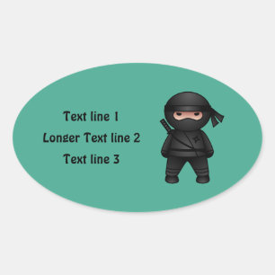 Little Ninja Warrior on Green Oval Sticker