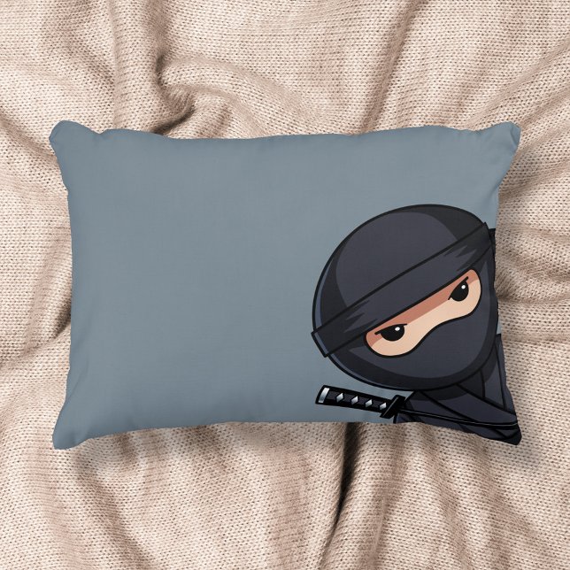 Little Ninja Warrior on Grey Accent Pillow (Creator Uploaded)