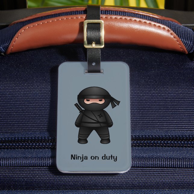 Little Ninja Warrior on Grey Luggage Tag (Front Insitu 2)