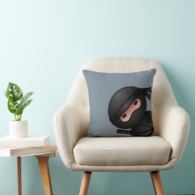 Little Ninja Warrior on Grey Throw Pillow (Chair)