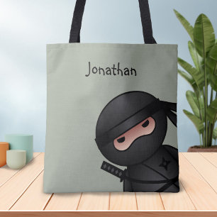 Little Ninja Warrior on Sage Green Tote Bag