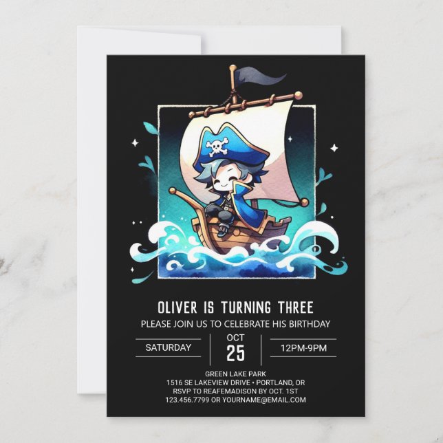 Little Ocean Pirate Birthday Invitation (Front)