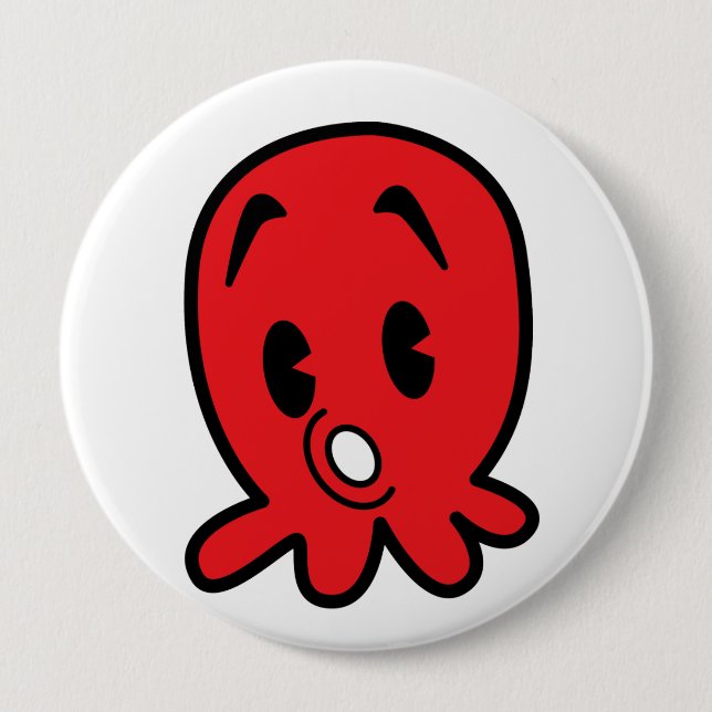 Little Octopus 4 Inch Round Button (Front)
