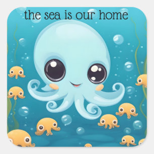 Little octopuses. square sticker