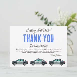 Little Officer Police Birthday   Personalized  Thank You Card