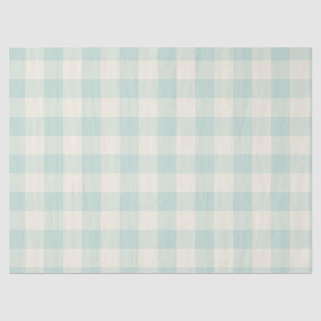 Little One Buffalo Check - soft teal Tissue Paper (Front)