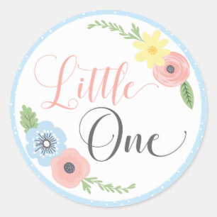 Little One Floral Baby's First Birthday Party Clas Classic Round Sticker
