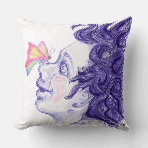Little one in awe butterfly on the nose  throw pillow