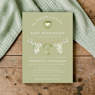 Little One is Brewing Matcha Baby Shower  Invitation