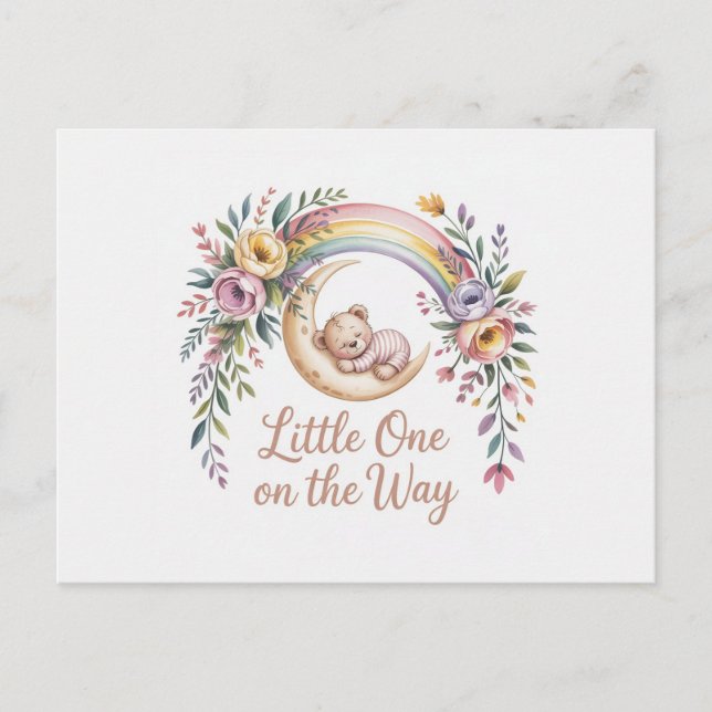 Little One on the Way – Boho Baby Shower Invite Postcard (Front)