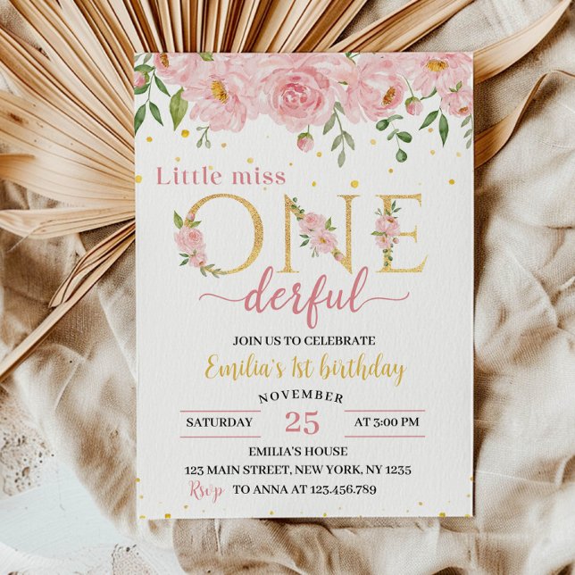 Little Onederful Floral Birthday Invitation (Creator Uploaded)