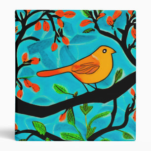 Little Orange Bird on a Flowering Branch Binder
