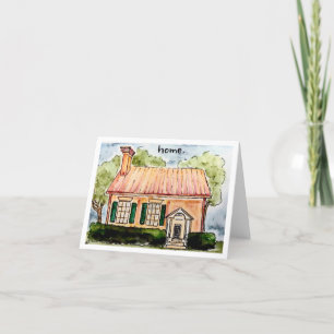 Little Orange Cottage Watercolor Housewarming Card