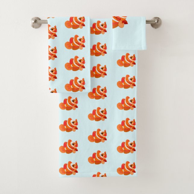 Little Orange Fish Bath Towels - Your Colour / Tex (Insitu)