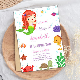 Little Orange Hair Mermaid Invitations