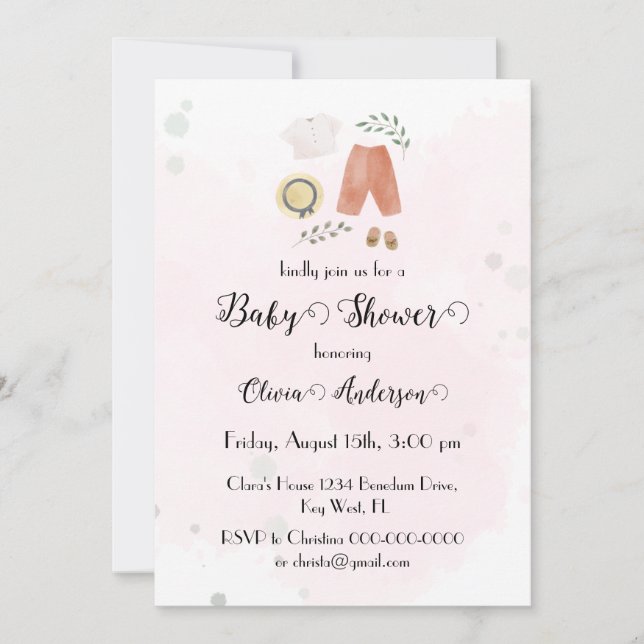Little Outfit Boho Girl Baby Shower Save The Date (Front)