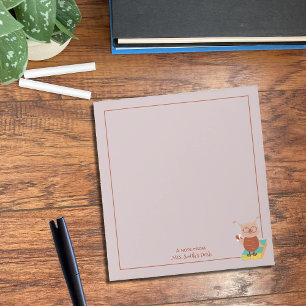 Little Owl On A Book Teacher Notepad