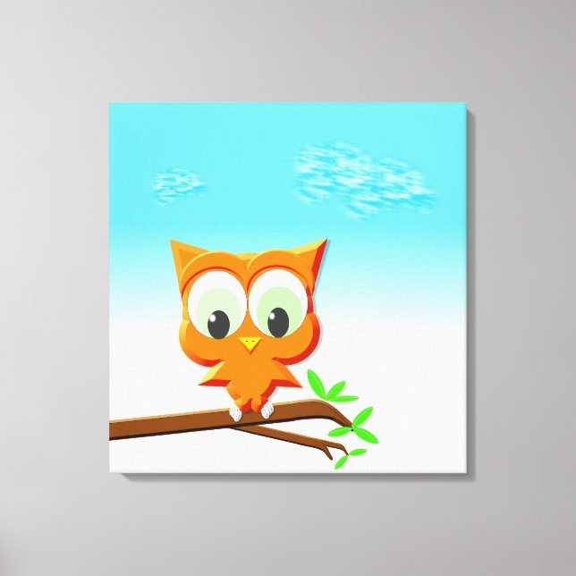 Little Owl on a Branch Canvas Print (Front)