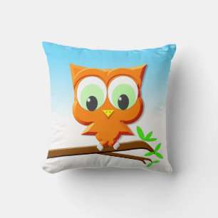 Little Owl on a Branch Pillow