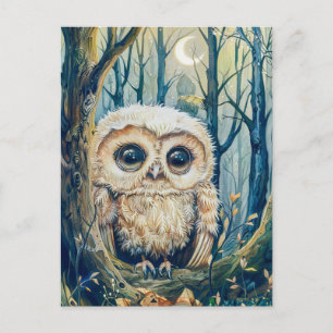 Little Owl on Branch at Half Moon Postcard